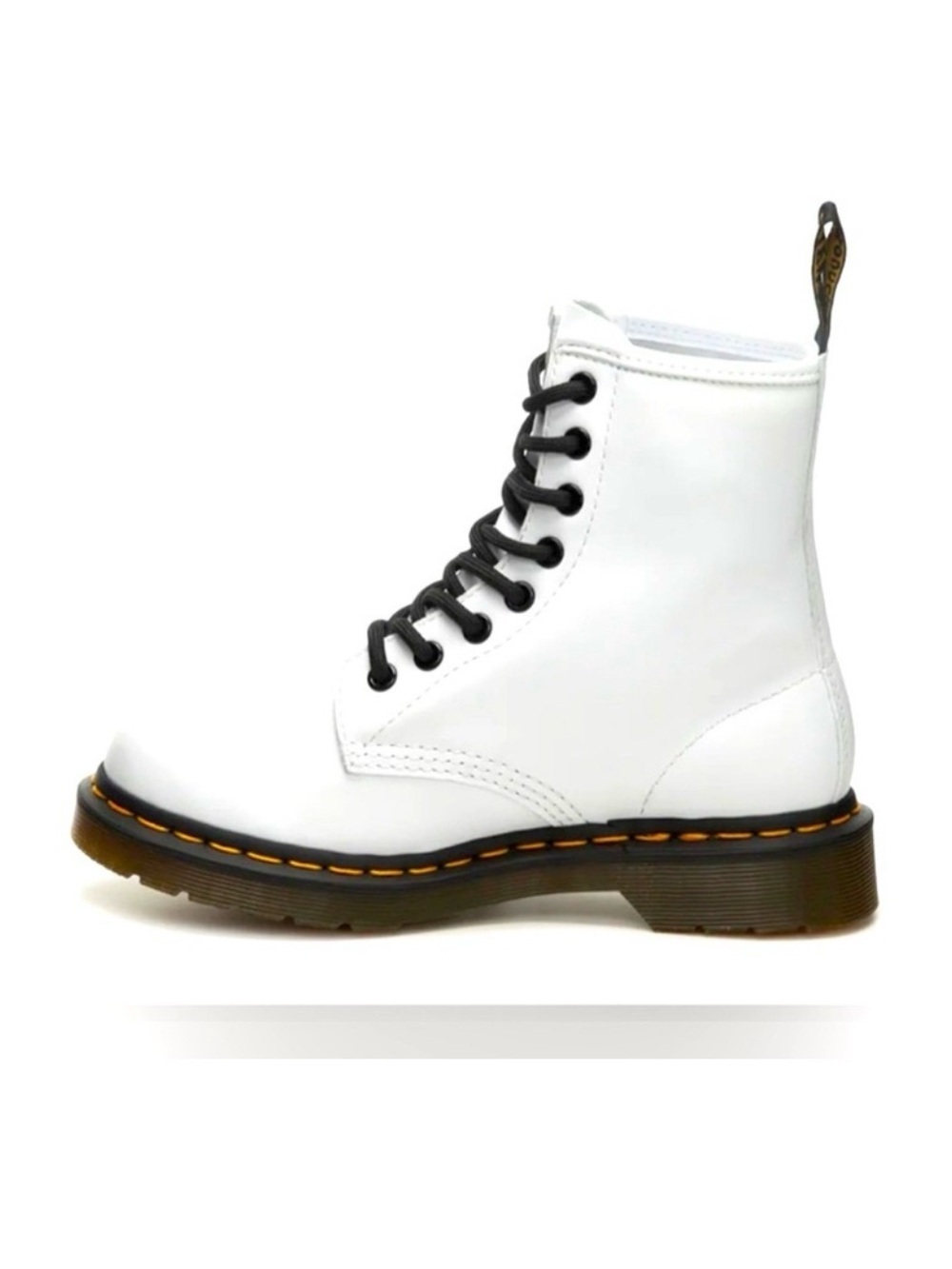 Dr. Martens Brown Treaded Sole Boot White Smooth Leather Platform Boots